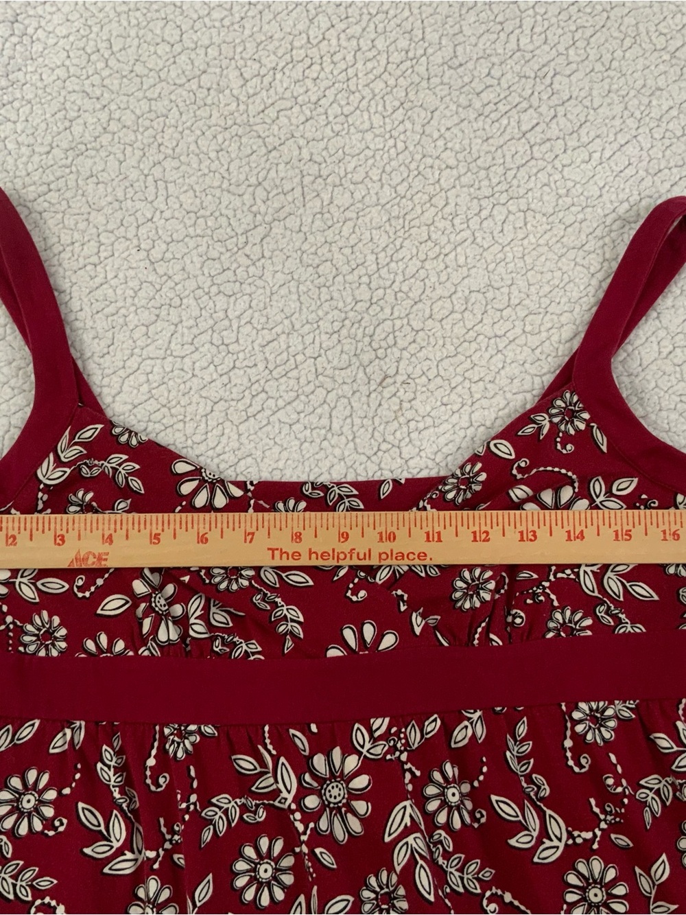 Ann Taylor Loft Empire Waist Dress Sz M Stretch Red White Floral Knit Feminine - Picture 8 of 11